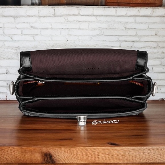 Coach Cassie Croc Leather Crossbody + Cardholder in Black/Silver NWT - Picture 7 of 12